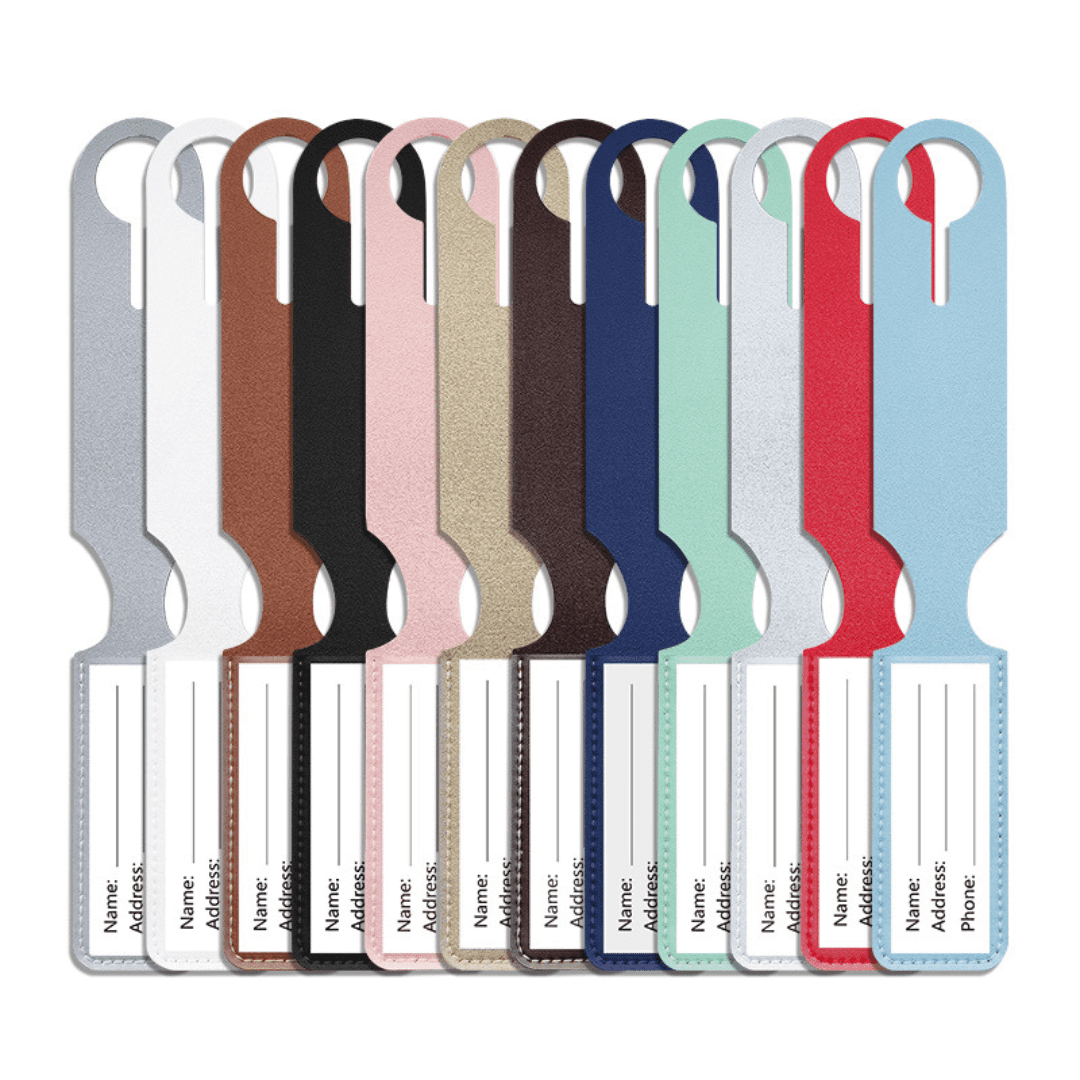 Vibrant label tags for organization, featuring writable areas for names, addresses, and phone numbers.
