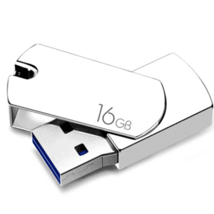 Sleek 16GB metallic USB flash drive for efficient data storage and transfer.