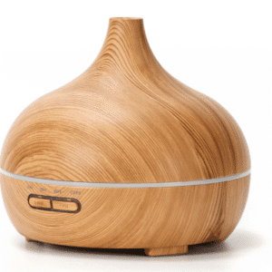Elegant wood grain aromatherapy diffuser for calming wellness and stylish home decor.