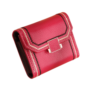 Vibrant pink leather wallet with intricate detailing—perfect for fashionable corporate gifts in Singapore.