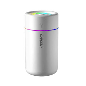 Modern car air purifier with LED ambiance, sleek design for homes and offices.