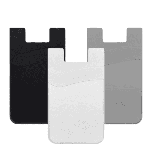 Sleek phone wallet cases in black, white, and gray for stylish organization and protection.