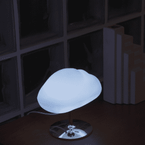 Modern cloud lamp design with soothing blue light, perfect for contemporary home decor.