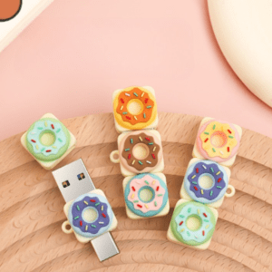 Colorful donut-shaped USB drives add fun and functionality to your tech accessories collection.