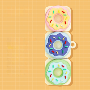 Colorful silicone donut toys stacked, perfect for playful decor and gifts from Pristine Gift.