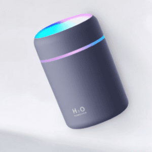 Modern H2O humidifier with sleek design, ambient light, and elegant dark gray finish for home or office.