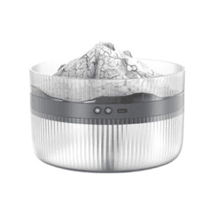 Sleek modern humidifier with transparent design and textured surface, perfect for home or office décor.