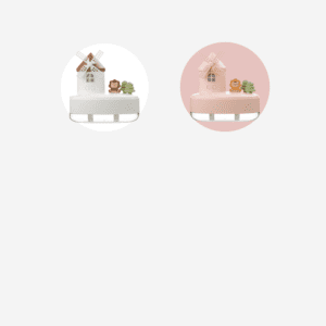 Charming miniature houses with windmills and playful lion figures, perfect for decor or gifts.