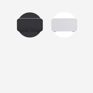 Sleek black and white minimalist tech devices on contrasting backgrounds for modern decor.