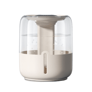 Sleek modern humidifier in beige, enhancing air quality and stylish home decor.