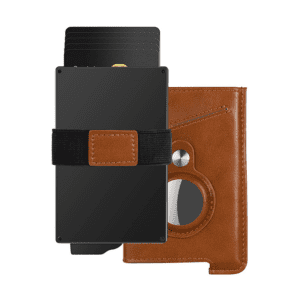 Stylish black and brown leather wallet with cardholder for modern, practical elegance.