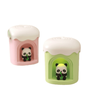 Adorable panda candle holders with LED lights, perfect for playful home decor and gifts.