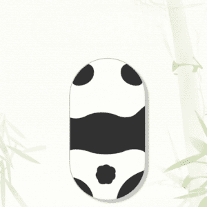 Stylized panda face illustration with playful design and elegant textured background for unique gifts.