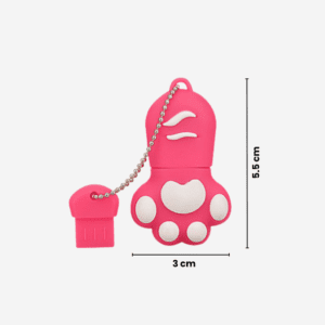 Cute pink paw print USB flash drive, perfect for pet lovers and quirky tech accessories.