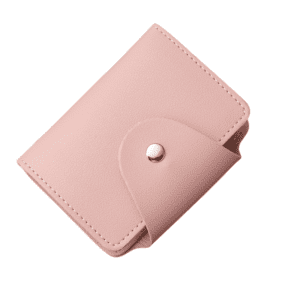 Charming pink synthetic wallet, stylish and compact, perfect for everyday use or gifts.
