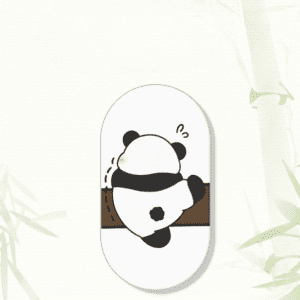 Adorable cartoon panda perched on a branch, embodying cuteness and playful charm in nature.