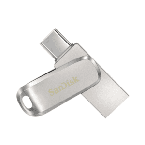 Sleek SanDisk USB flash drive with dual connectors for versatile, modern data storage solutions.