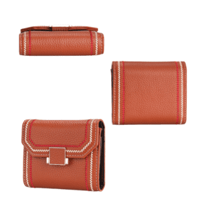 Stylish brown leather wallet with pebbled texture and elegant stitching for modern accessories.