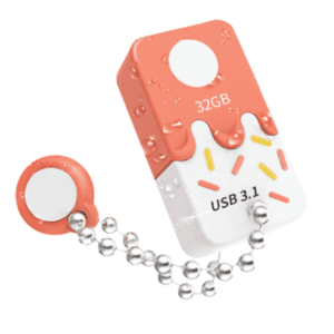 Whimsical 32GB USB flash drive designed as a colorful ice cream dessert for fun storage.