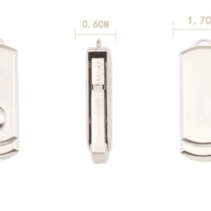 Sleek metallic USB flash drive with minimalist design, perfect for portable digital storage solutions.
